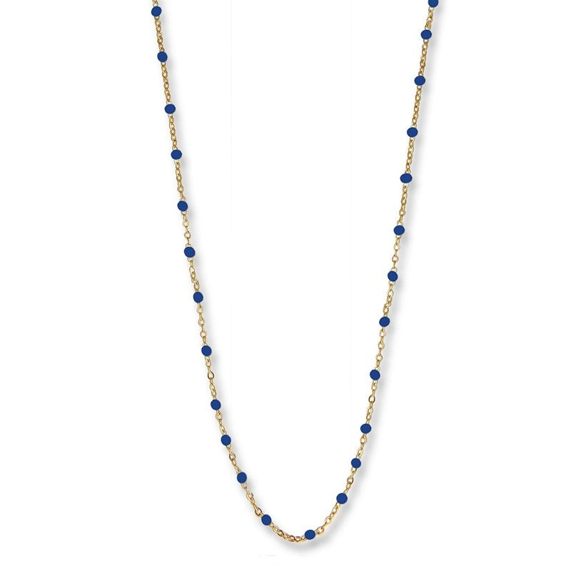 Ocean halskæde i forgyldt sølv med blå emalje fra Jeberg Jewellery 42+3 cm